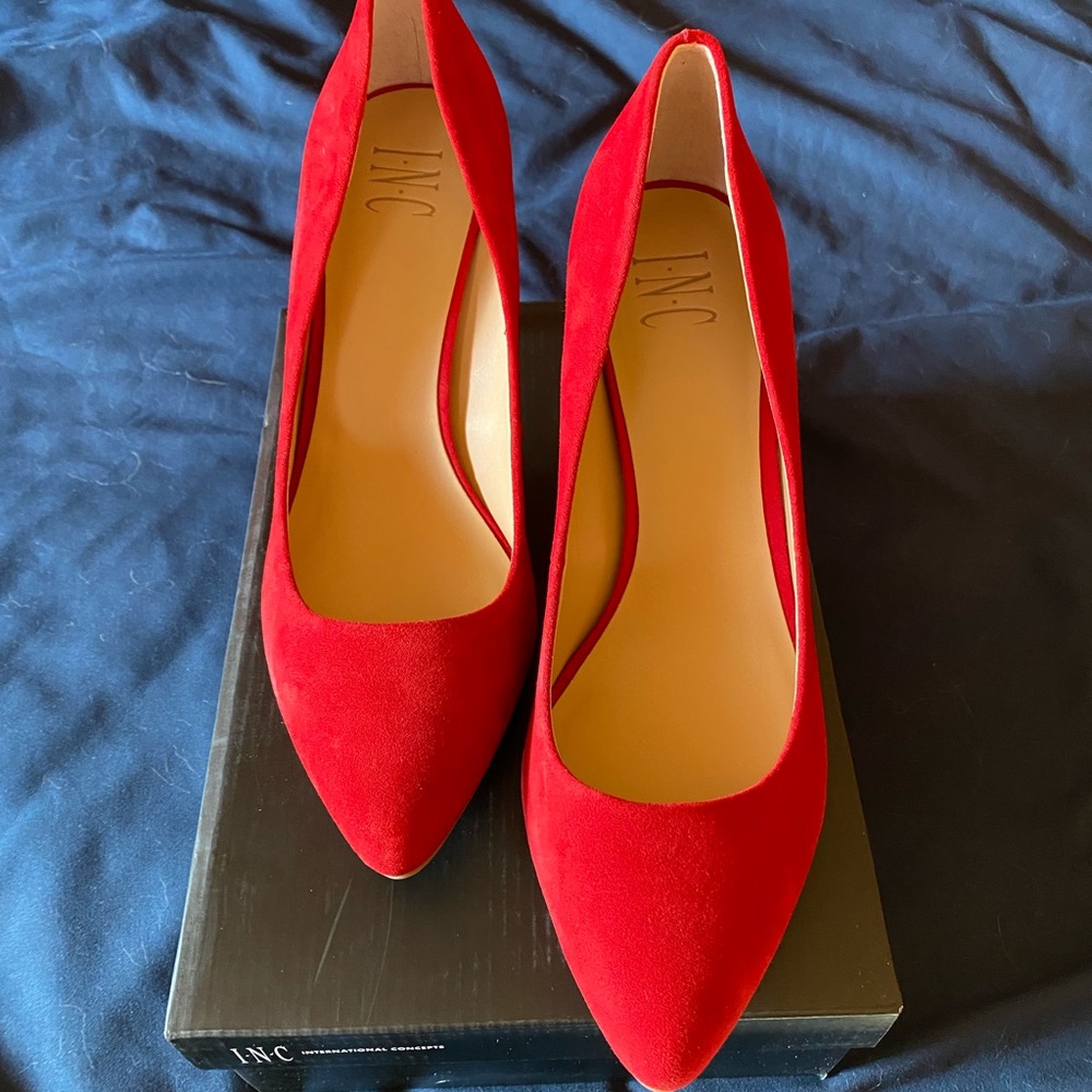 Red suede heels
